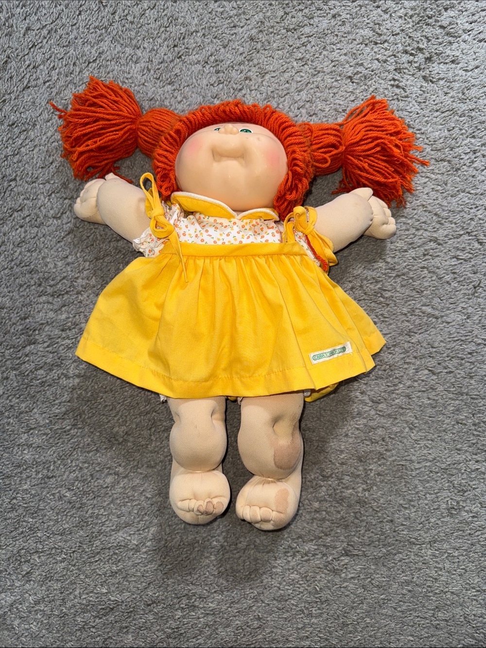 Vintage Orange-Haired Yellow Dress Cabbage Patch Style Doll - from the early 80’